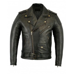 Men’s Classic Black Leather Biker Jacket