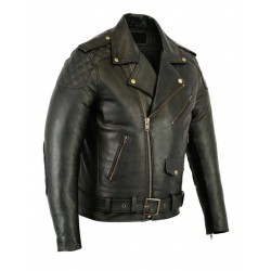 Men’s Classic Black Leather Biker Jacket