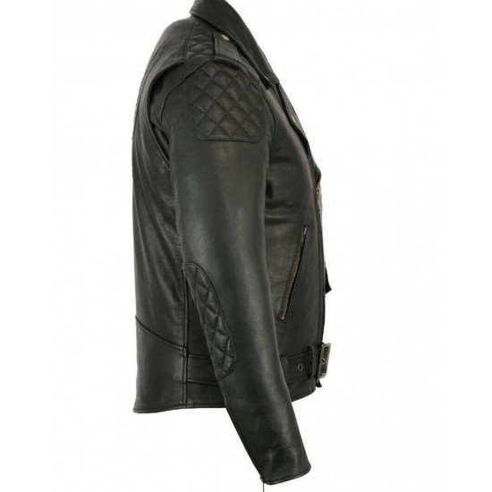 Men’s Classic Black Leather Biker Jacket