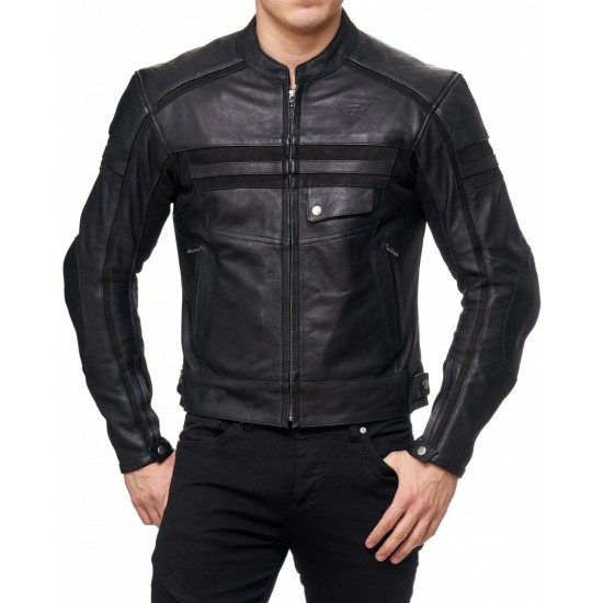 Men’s Black Quilted Leather Biker Jacket