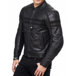 Men’s Black Quilted Leather Biker Jacket