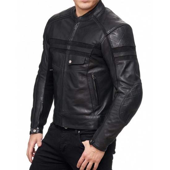 Men’s Black Quilted Leather Biker Jacket