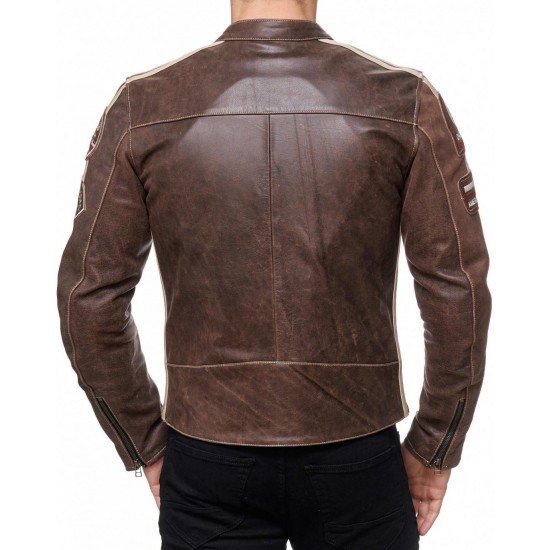 Men’s Vintage Brown Leather Racing Jacket