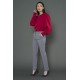For You Fashion Women's Sleeve Pleated Claret Red Blouse