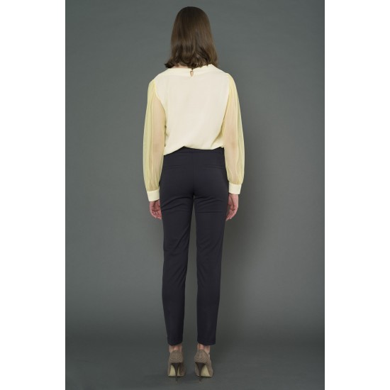 For You Moda Women's Tulle Sleeve Detailed Yellow Blouse