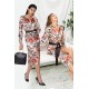 For You Woman Satin Red Floral Pattern Dress