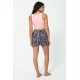 For You Woman Triple Blue Black Pink Woven Viscose Shorts&Bermuda