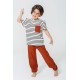 For You Kids Organic 3 Piece Pocket Anchor Embroidered Tile Pajamas Set