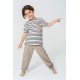 For You Kids Organic 3 Piece Pocket Anchor Embroidered Stone Pajamas Set
