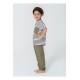 For You Kids Organic 3 Piece Pocket Anchor Embroidered Khaki Pajamas Set