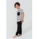 For You Kids Organic 3 Piece Pocket Anchor Embroidered Black Pajama Set