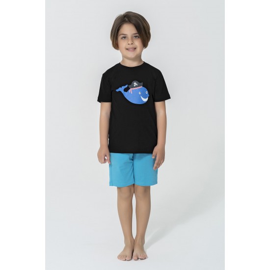 For You Kids 4-Piece Octopus Pattern Blue Black Pajamas Set