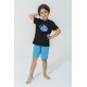 For You Kids 4-Piece Octopus Pattern Blue Black Pajamas Set