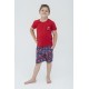 For You Kids 4-Piece Crab Whale Patterned Claret Red White Pajamas Set