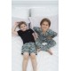 For You Kids 4-Piece Black Striped Shark Pattern Pajamas Set