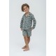 For You Kids 4-Piece Black Striped Shark Pattern Pajamas Set