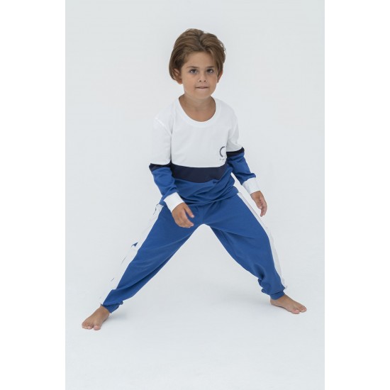 For You Kids Blue and Blue Kids Patterned Pajamas Set of 4