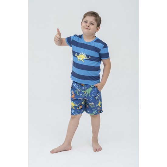 For You Kids Dinosaur Pattern Blue Pajamas Set of 4