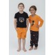 For You Kids 4-Piece Basketball Pattern Orange Pajamas Set