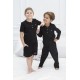 For You Kids 4-Piece Organic Black Pajama Set with Button on Collar