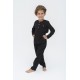 For You Kids 4-Piece Organic Black Pajama Set with Button on Collar