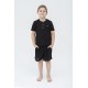 For You Kids 4-Piece Organic Black Pajama Set with Button on Collar