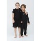 For You Kids 4-Piece Organic Black Pajama Set with Button on Collar