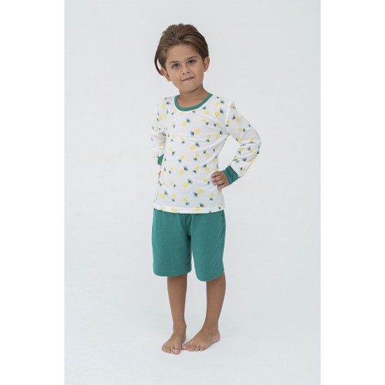 For You Kids Pineapple Pattern Green Pajamas Set of 4