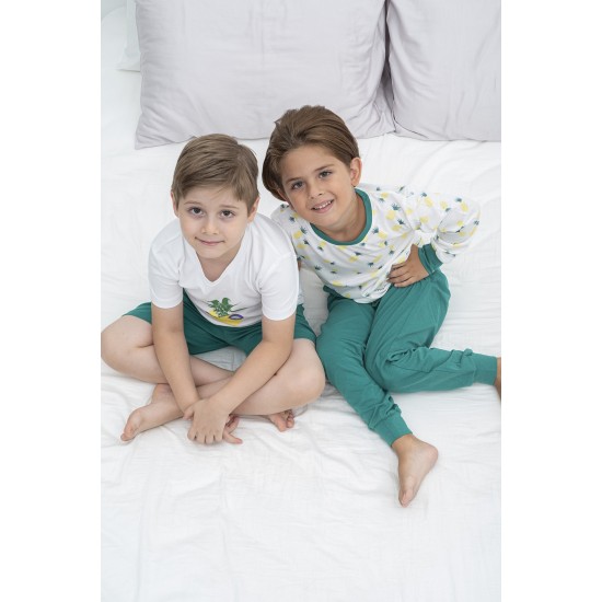 For You Kids Pineapple Pattern Green Pajamas Set of 4