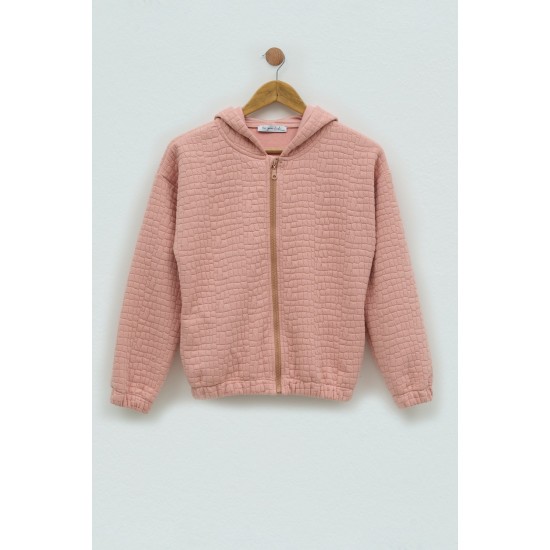 For You Kids Unisex Quilted Pattern Zippered Pink Coat