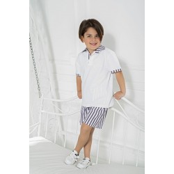 For You Kids Shirt Collar Anchor Embroidered Bottom Top Set