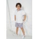 For You Kids Shirt Collar Anchor Embroidered Bottom Top Set