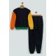 For You Kids Unisex Embossed Printed Black Crew Neck Sweatshirt Set