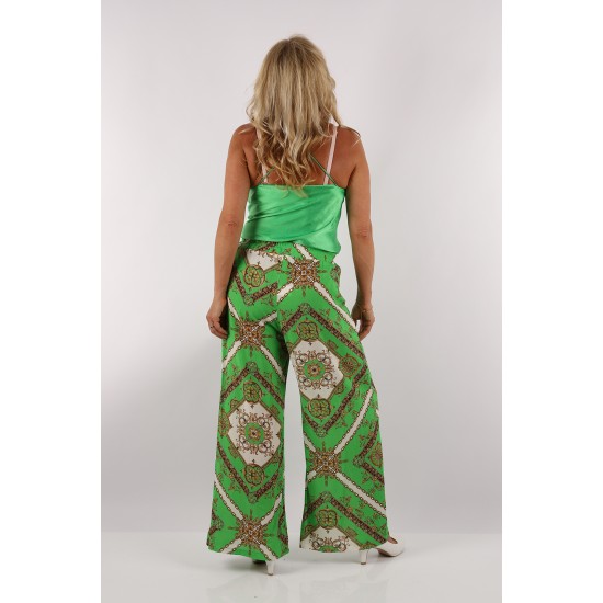 Palazzo Floral Green Line Boho Style Pants
