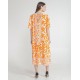 Women Orange Leave Design Long Dress