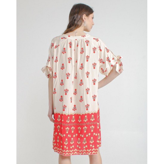 Spring V-neck Milk Silk Dress Summer Large Size Beach Dress Woman Printing Dress