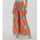 Woman Clothing Orange Palm Design Wrap Midi Dress