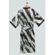 For You Sleepwear Satin Marble Pattern Black Dressing Gown