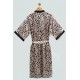 For You Sleepwear Satin Leopard Pattern Black Dressing Gown