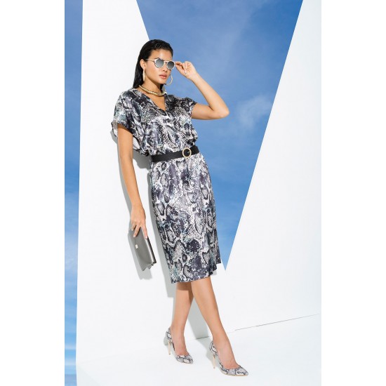 For You In&Out Indoor and Outdoor V-Neck Snake Pattern Belt Green Satin Dressing Gown/Dress