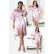 For You In&Out Indoor and Outdoor V-Neck Snake Pattern Belted Pink Satin Dressing Gown/Dress