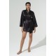 For You Sleepwear Plain Black Satin Dressing Gown