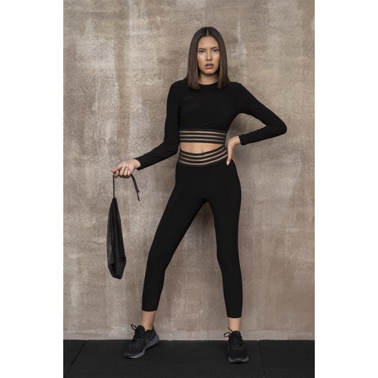 For You Fit 5 Pieces Black Sequential Elastic Activewear Set