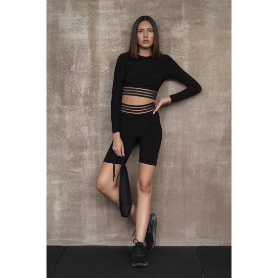 For You Fit 5 Pieces Black Sequential Elastic Activewear Set