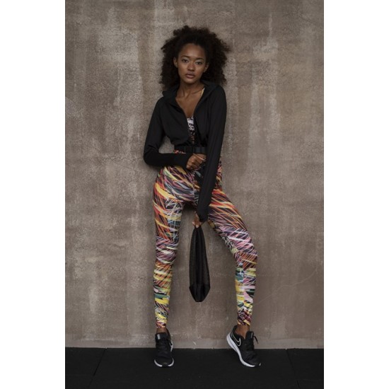 For You Fit 3 Pcs Colorful Line Pattern Activewear Set