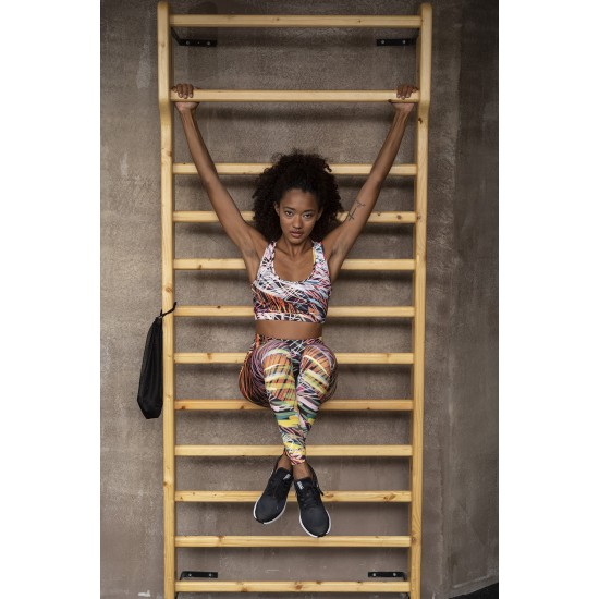 For You Fit 3 Pcs Colorful Line Pattern Activewear Set