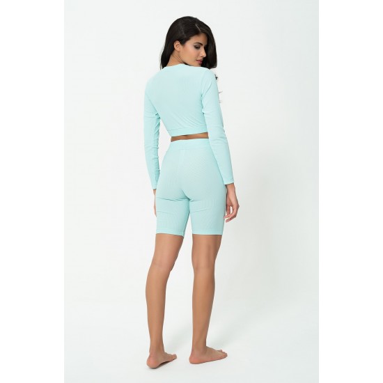 For You Fit 4 Pcs Green Rib Knitted Activewear Set