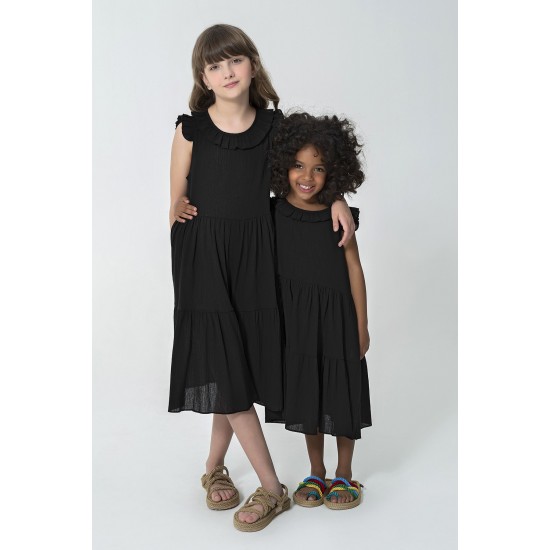 For You Kids Organic Robe Layered Black Dress