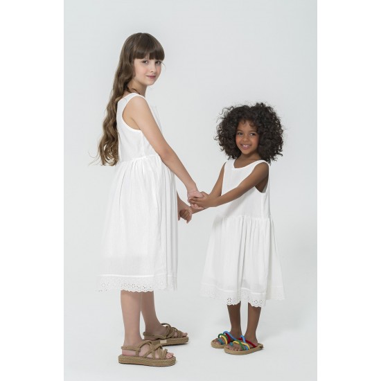 For You Kids Organic Lace Hem White Dress