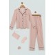 For You Kids 7 Pcs Viscose Pile Striped Fuchsia Pajamas Set